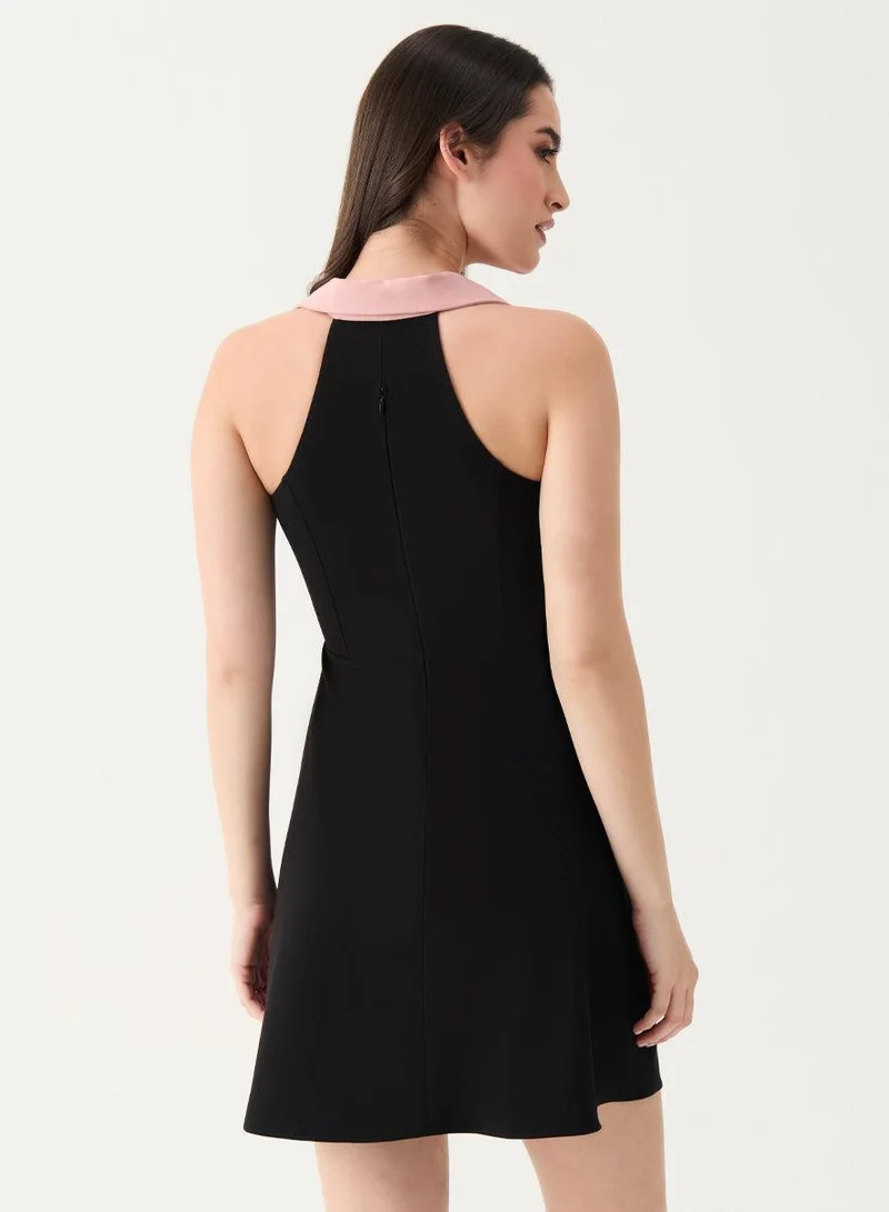 Zigzag  Mini Length Large Lapel Dress for Women | Best Price UAE