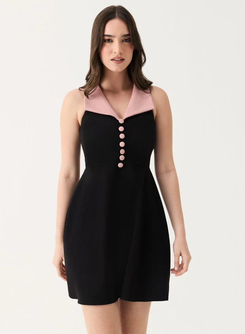 Zigzag  Mini Length Large Lapel Dress for Women | Best Price UAE