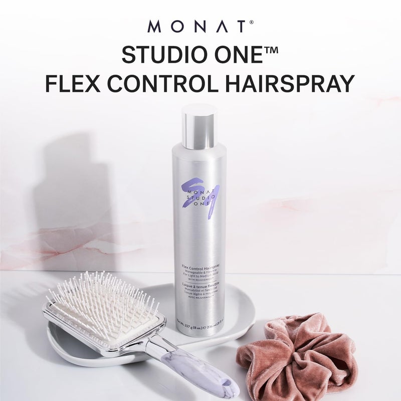 MONAT Studio Oneâ„¢ Flex Control Hairspray â€“ Light to Medium Buildable Hold â€“ Infused with REJUVENIQEÂ® â€“ Can be Used on Colored Hair â€“ Fresh Smelling Scent â€“ Style Memory for Humid Weather - Image 3