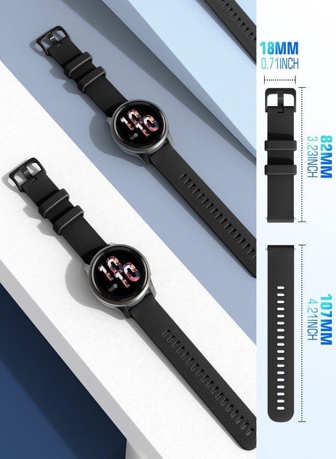 MoKo Watch Band Compatible with Garmin Vivoactive 4S/Venu 4 41mm/3S/2S/Forerunner 265S/255S/255S Music/Vivomove 3S, 18mm Soft Silicone Replacement Watch Band Sport Wristband, Black - Image 3