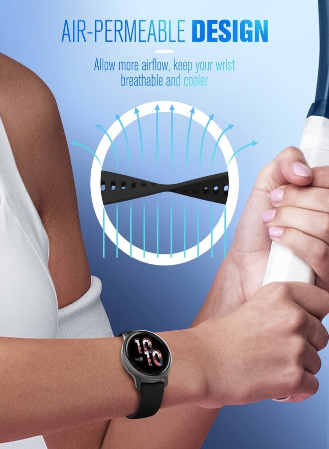 MoKo Watch Band Compatible with Garmin Vivoactive 4S/Venu 4 41mm/3S/2S/Forerunner 265S/255S/255S Music/Vivomove 3S, 18mm Soft Silicone Replacement Watch Band Sport Wristband, Black - Image 5