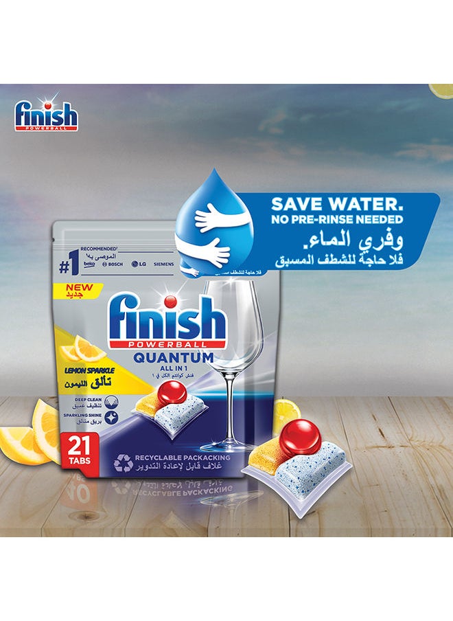 Finish Powerball Quantum All In 1 Dishwasher Lemon Sparkle 21 Tablets Multicolour  - Image 4