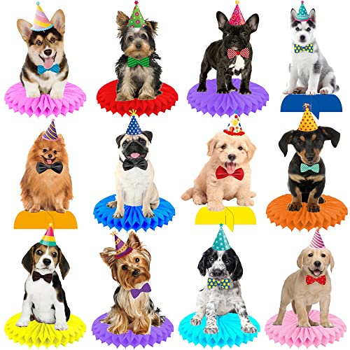 umoni 13Pcs Baby Dog Honeycomb Centerpieces Puppy Pet Birthday Party Supplies Pet Dog Party Table Decoration for Dog Theme Birthday Party Baby Shower Supplies - Image 1