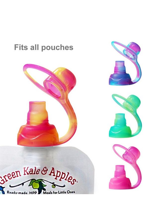 ChooMee ChooMee SoftSip Baby Pouch Tops + SnakPack Reusable Food Pouches | Prevent Spills and Protect Child Mouth, Fill with Baby food, applesauce and other purees | 4 pk 5 oz + 4 SoftSip Swirl Colors  - Image 2