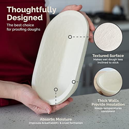 Bulka Small Oval 500g Banneton Bread Proofing Basket Pressed Wood Pulp Brotform - Plane Non-Stick Batard Sourdough Banneton Basket, Made in Germany. - Image 3