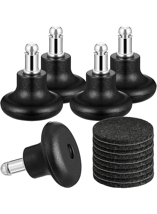 X spring Office Chair Wheels 5 Pieces Black Replacement Office Chair Wheels Stopper Office Chair Swivel Caster Wheels 2 Inch High Profile Stool Bell Glides With Separate Self Adhesive Pads - Image 1