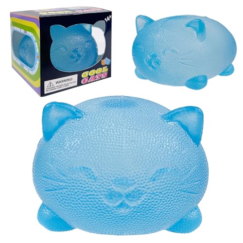 YVBBHE Gummy Kitty Sugar Ball Designs Anxiety Relief Focus Toy Maltose Filled Squeeze Cat Toys for Sensory Play Sensory Fidget Toys for Adults Kids Slow Rising Squishy Stress Ball Blue - Image 1