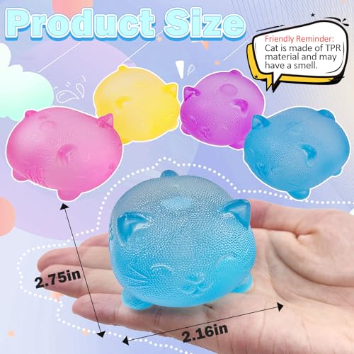 YVBBHE Gummy Kitty Sugar Ball Designs Anxiety Relief Focus Toy Maltose Filled Squeeze Cat Toys for Sensory Play Sensory Fidget Toys for Adults Kids Slow Rising Squishy Stress Ball Blue - Image 5