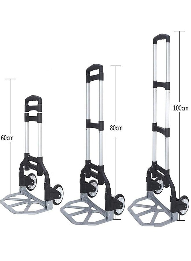 MAHEA Aluminum Folding Dolly Heavy-Duty Luggage Trolley Cart with Telescoping Handle and Rubber Wheels 80KG Loading Capacity Hand Shopping Trolley - Image 3