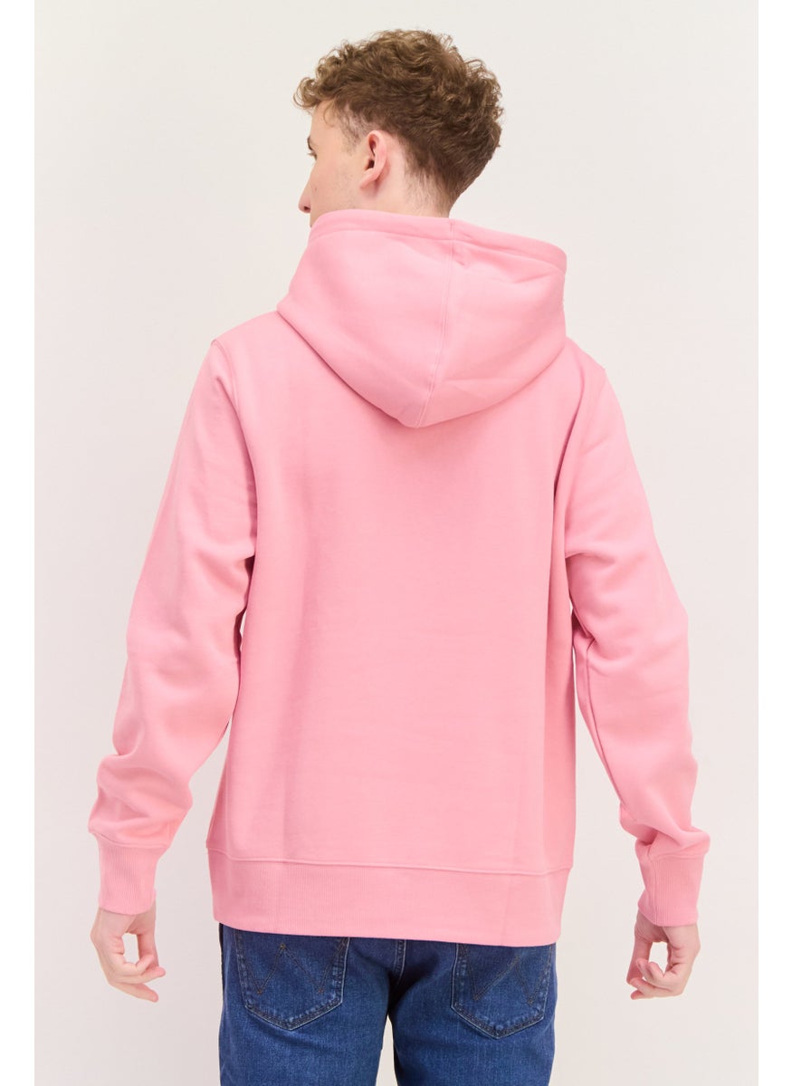 ESPRIT - Men Hooded Brand Logo Long Sleeves Sweatshirt, Pink - Image 1