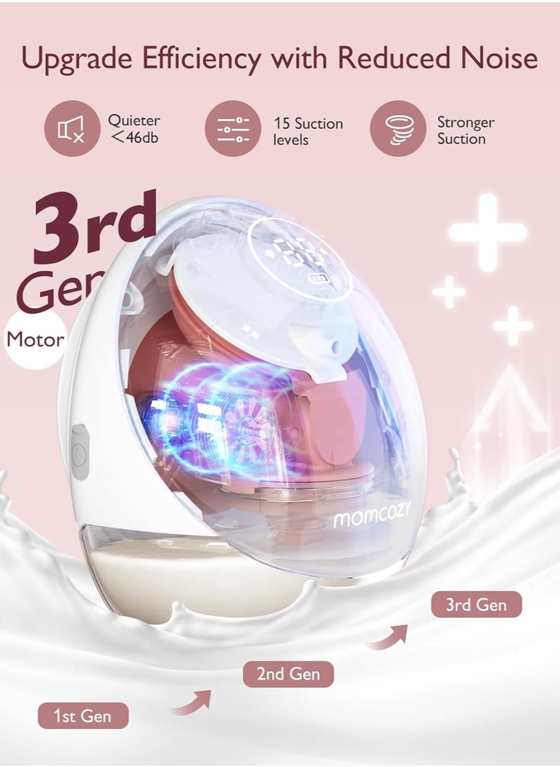 Momcozy M9 Breast Pump Hands-Free Mobile Flow, App Discreet Control with Personalized Multi-Modes and 15 Levels, Independent Breastmilk Storage, Wearable M9 Breast Pump 24mm  - Image 3