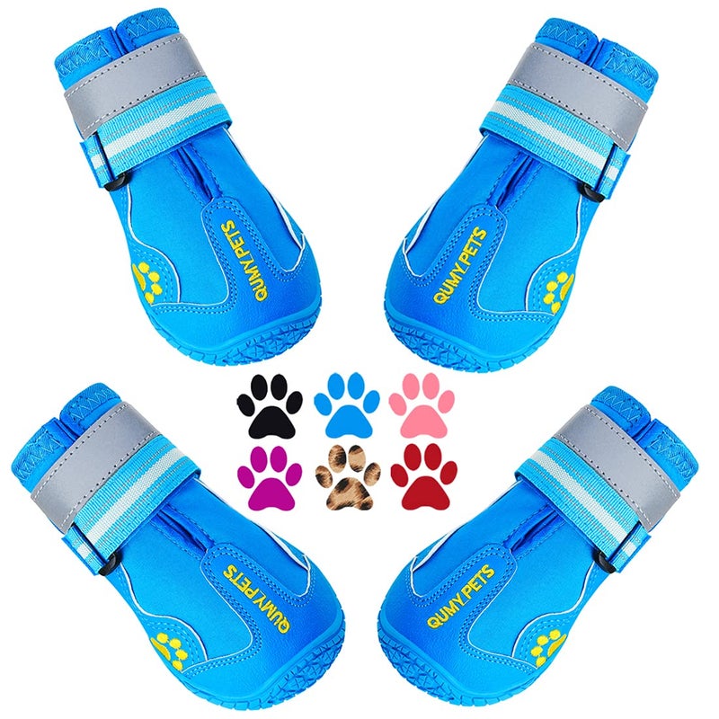 QUMY Dog Shoes for Large Dogs, Medium Dog Boots & Paw Protectors for Winter Snowy Day, Summer Hot Pavement, Water-Resistant in Rainy Weather, Outdoor Walking, Indoor Hardfloors Skid-Resistant Sole - Image 1