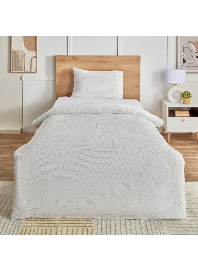 Home Box Ferum Stripe 2-Piece Microfiber Single Duvet Quilt Cover Set 200 x 135 cm  - Image 4