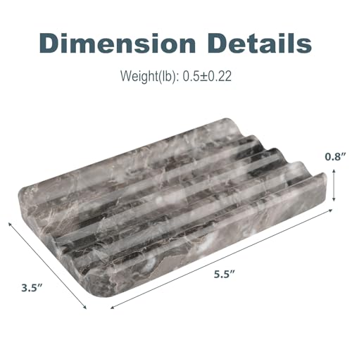 Karibiber Marble Soap Dish, Bar Soap Holder Shower, Brown Soaps Saver with Water Ripple Design, Easy Cleaning Stone Sponge Holder for Kitchen Sink，Bathroom, Executive Natural Stone Soap Tray - Image 5