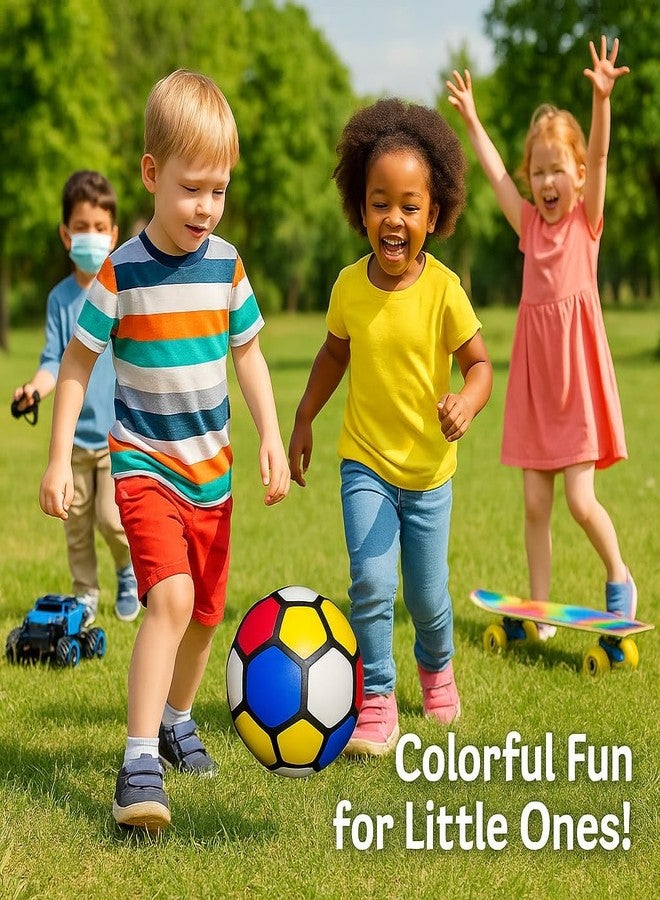 NIRBHI PVC Foam Beach Football | No Air Needed | Kids Playball | Best Use at Pools, Beach, Outdoor & Indoor Play Soft Toy Cute Kids Animal Home Decor Boys/Girls/Baby| Rainbow, Multicolor, Small, 1 Pcs - Image 2