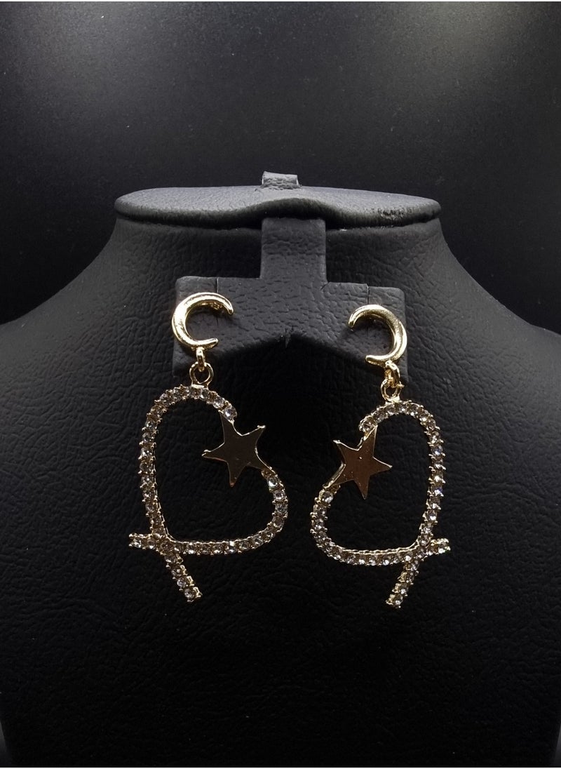 UPSCALE - Ladies Beautiful Heart Drop Earrings Rhinestone Studded Luxury Earrings Elegant Fashion Jewelry Gift for Women and Girls - Image 1