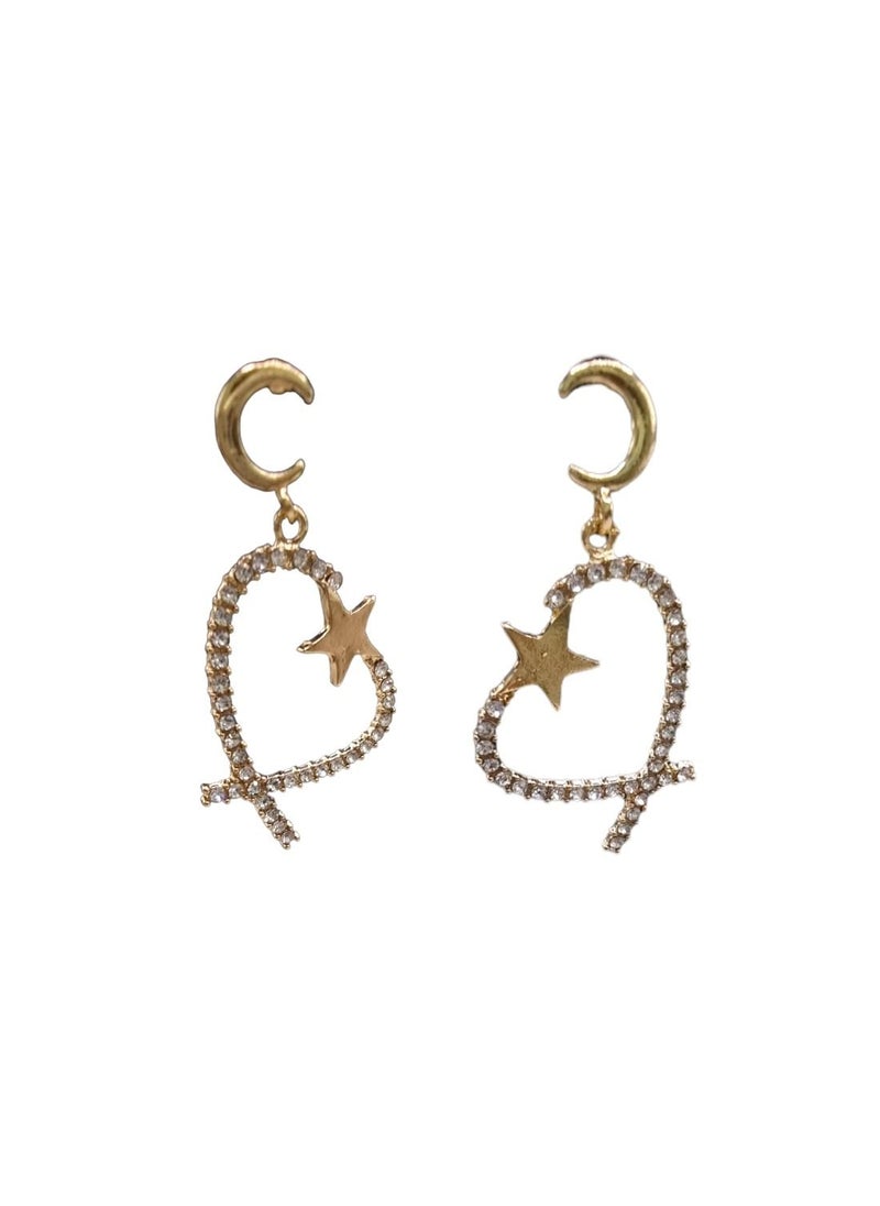 UPSCALE - Ladies Beautiful Heart Drop Earrings Rhinestone Studded Luxury Earrings Elegant Fashion Jewelry Gift for Women and Girls - Image 1