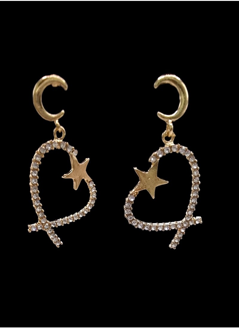 UPSCALE - Ladies Beautiful Heart Drop Earrings Rhinestone Studded Luxury Earrings Elegant Fashion Jewelry Gift for Women and Girls - Image 1