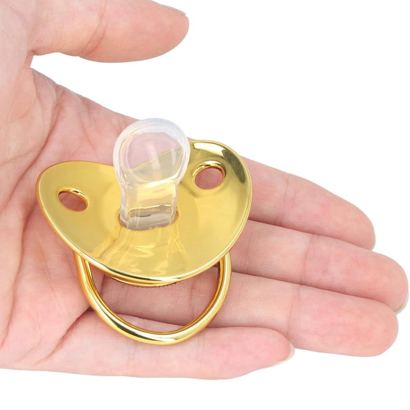 klarako Baby Pacifier, Silicone Golden Letter Pacifier Fashionable Rhinestone Exquisite Alloy with Chain Clip for Home Travel (J) - Image 3