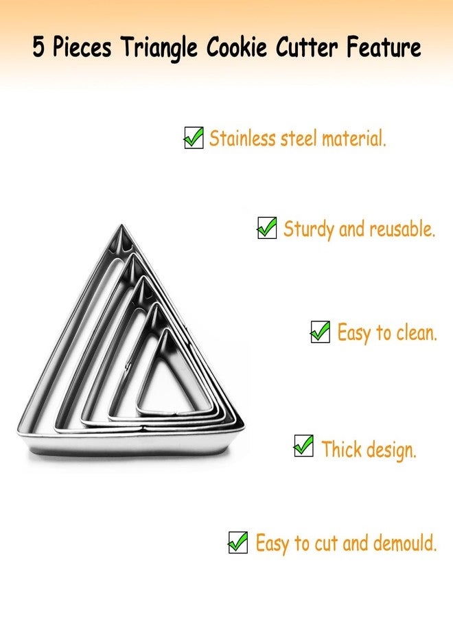 Lchen Triangle Cookie Cutters 5 Pieces Stainless Steel Biscuit Cutters Cake Decorating Bakeware Tool Baking Molds Set(Triangle) - Image 3