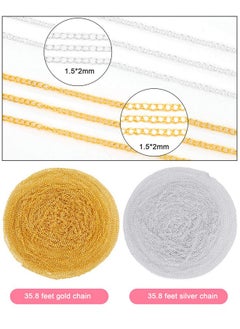 PP OPOUNT 65 Feet Jewelry Chains Necklace Chains 2 Mm Jewelry Making Chains With 960 Pieces Jump Rings 40 Pieces Lobster Clasps Jewelry Making Tools (Gold Silver Total In 65 Feet)  - Image 3
