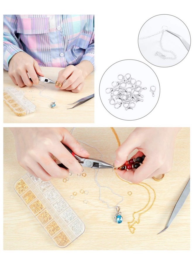 PP OPOUNT - 65 Feet Jewelry Chains Necklace Chains 2 Mm Jewelry Making Chains With 960 Pieces Jump Rings 40 Pieces Lobster Clasps Jewelry Making Tools (Gold Silver Total In 65 Feet) - Image 1