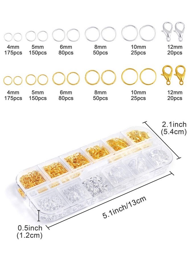 PP OPOUNT - 65 Feet Jewelry Chains Necklace Chains 2 Mm Jewelry Making Chains With 960 Pieces Jump Rings 40 Pieces Lobster Clasps Jewelry Making Tools (Gold Silver Total In 65 Feet) - Image 1