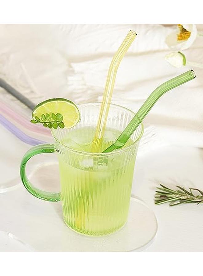 ECVV Glass Colorful Straw Set 5 Pieces 4 X Straws 1 X Brush Healthy And Eco Friendly Suitable For Everyday Drinking Breadfast Juice - Image 2