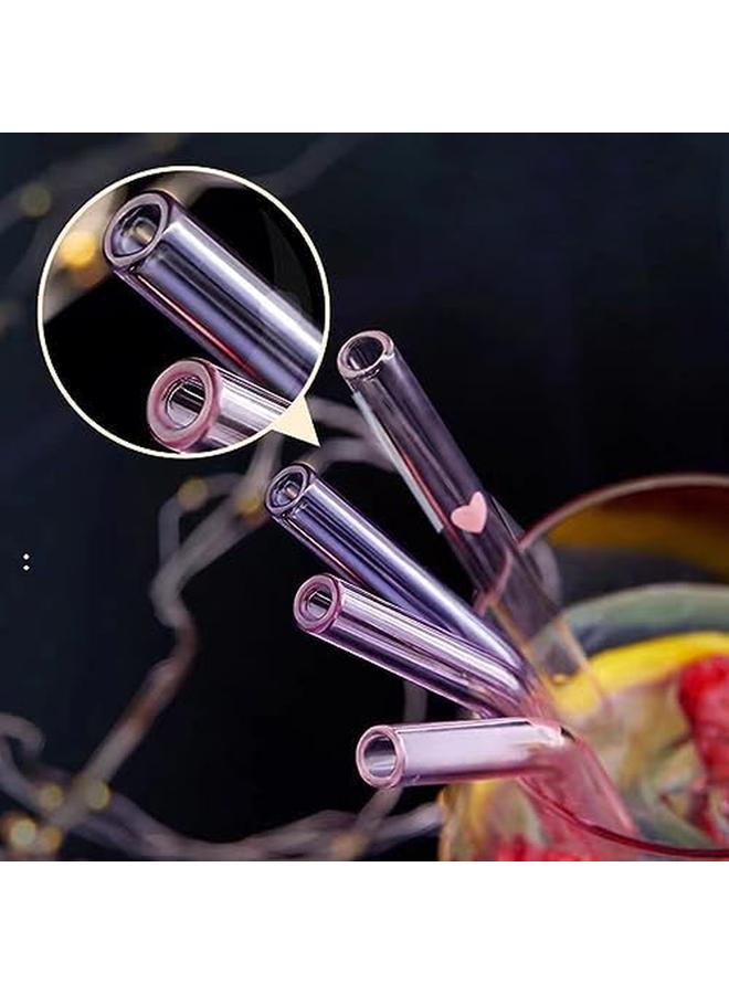 ECVV Glass Colorful Straw Set 5 Pieces 4 X Straws 1 X Brush Healthy And Eco Friendly Suitable For Everyday Drinking Breadfast Juice - Image 3