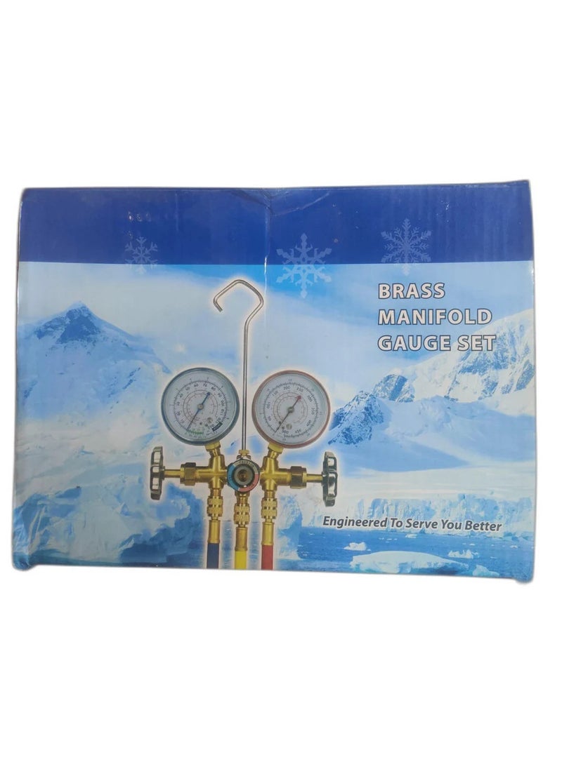 Generic - 3 Way AC Diagnostic Manifold Gauge Set for Freon Charging Fits R22 R12 R-407c R-134a Refrigeration Manifold Gauge Air - Image 1