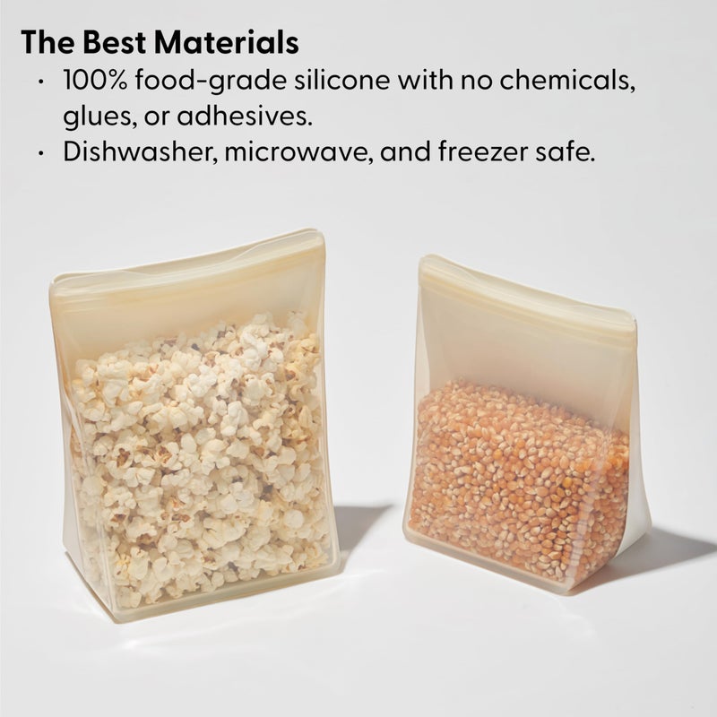 WP W&P Porter Silicone Reusable Storage Bag, Sandwich (36oz Stand-Up), Blush, Food Storage Container, Microwave and Dishwasher Safe, Easy Cleaning, 1 Count (Pack of 1) - Image 3