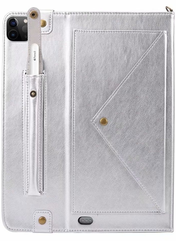 iPad Pro 11 Case with Shoulder Strap and Hand Band, PU Leather Shoulder Bag Envelope Wallet Cover with Card Holder Cash Pocket Pencil Holder for iPad Pro 11  - Image 3