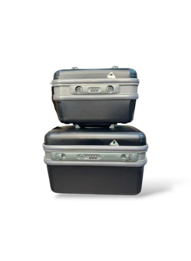 طقم شنطة من حقيبتين  فايبر بقفل مقاس 12/10. رصاصي