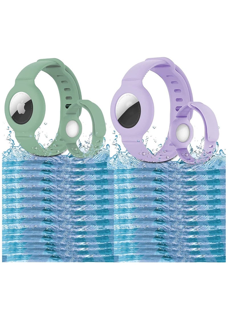 SYOSI 2 Pcs Airtag Wristbands for Kids Soft Silicone Bracelet Lightweight Waterproof Band Compatible with Apple Airtag Watch Band for Children and Toddler - Image 1