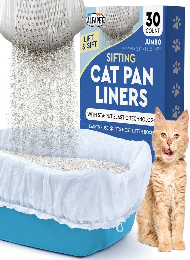 Alfapet Sifting Cat Litter Box Liners - Jumbo 30 Count, Tear-Resistant Cat Litter Bags, Waterproof Kitty Litter Liners, Fits Litterbox Pan Sizes X-Large, X-Giant, 37" x 18" 30 lb Capacity - Image 1