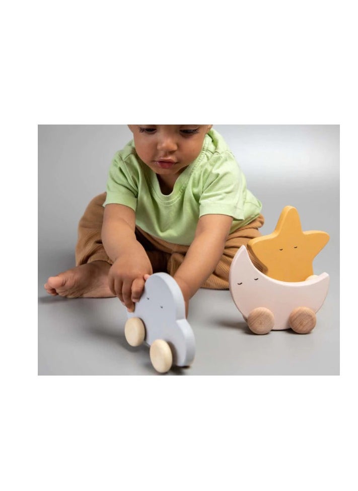 Star rolling Wooden toy Safe, Smooth, Rounded, and Perfectly Sized for Little Hands Adorable Sky Rolling Toys for Toddlers