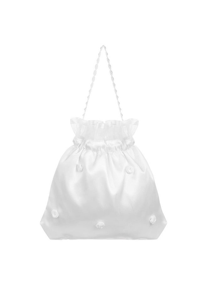 BESTOYARD Wedding Bags Satin Bridal 8-Inch Money Bag Flower Decorated Bag With Pearl, Bridal Dolly Bag Money Bag Bridal Showers Pouch Bag Women Handbag  - Image 1