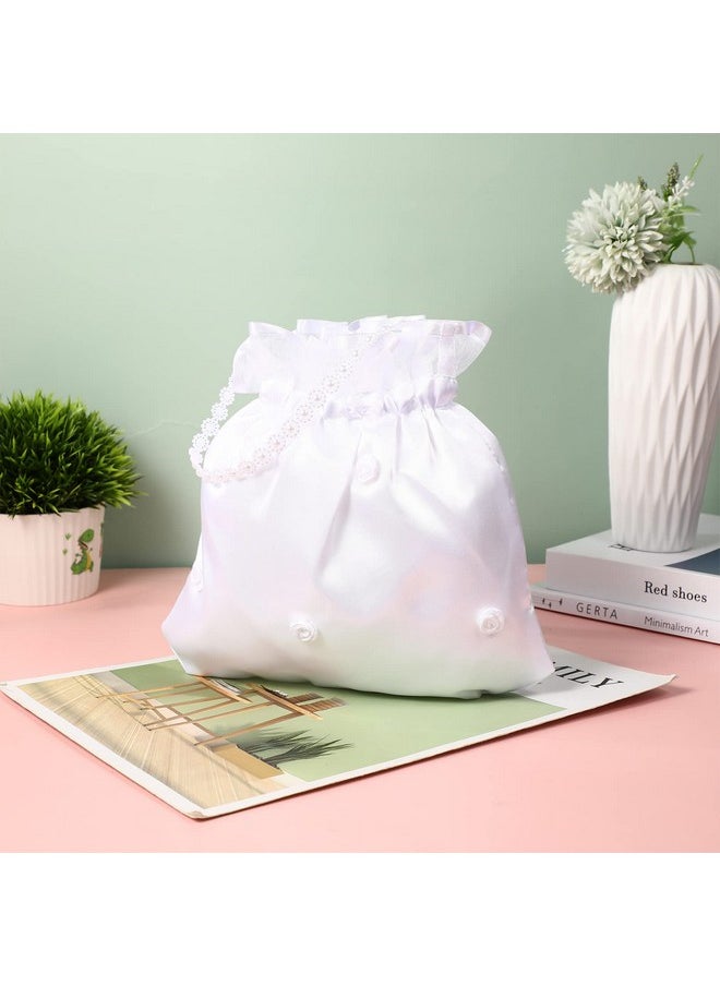 BESTOYARD Wedding Bags Satin Bridal 8-Inch Money Bag Flower Decorated Bag With Pearl, Bridal Dolly Bag Money Bag Bridal Showers Pouch Bag Women Handbag  - Image 5