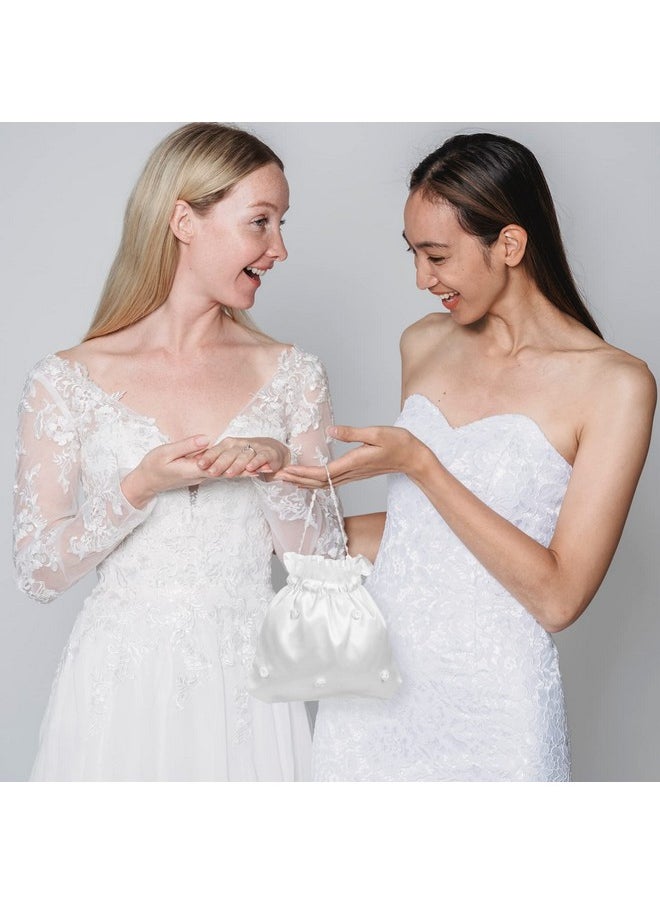 BESTOYARD Wedding Bags Satin Bridal 8-Inch Money Bag Flower Decorated Bag With Pearl, Bridal Dolly Bag Money Bag Bridal Showers Pouch Bag Women Handbag  - Image 4