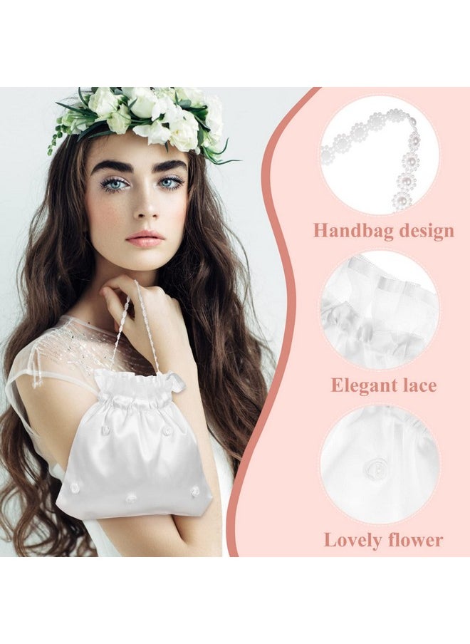 BESTOYARD Wedding Bags Satin Bridal 8-Inch Money Bag Flower Decorated Bag With Pearl, Bridal Dolly Bag Money Bag Bridal Showers Pouch Bag Women Handbag  - Image 2