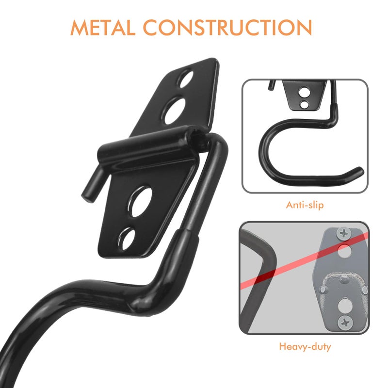 LIGHT DUST Broom Holder Wall Mount - 12 Pack Tool Hangers Garage Wall Hanging Organizer - Heavy Duty Metal Large S Hooks for Mop Shovel Rake Shed Garden Lawn Yard Handle Tools Organization (Black) - Image 3