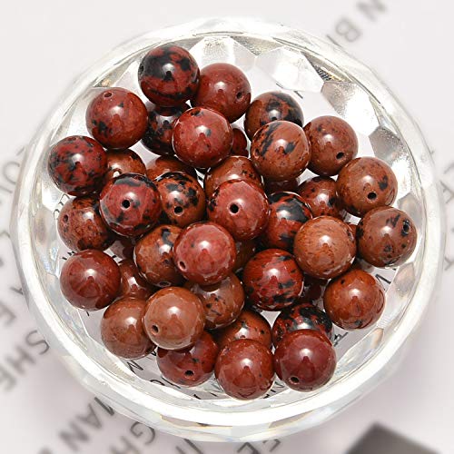 NCB Natural Stone Beads 100pcs 6mm Round Loose Gemstone for Bracelet Necklace Jewelry Making, Includes Elastic String and Beading Needle (Mahogany Obsidian, 6mm 100Beads) - Image 2
