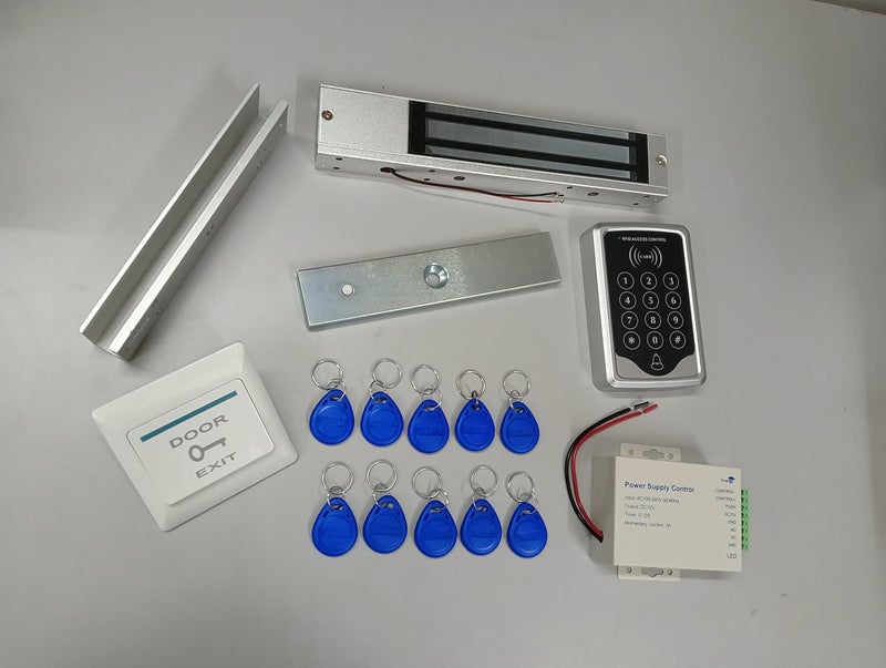 NAVKAR SYSTEMS NAVKAR SYSTEMS RFID Pin Access Control System EM Lock 600 Lbs U Bracket K80 Supply PVC Button Keychain Tag 10 Nos for Toughened Glass Door  - Image 1
