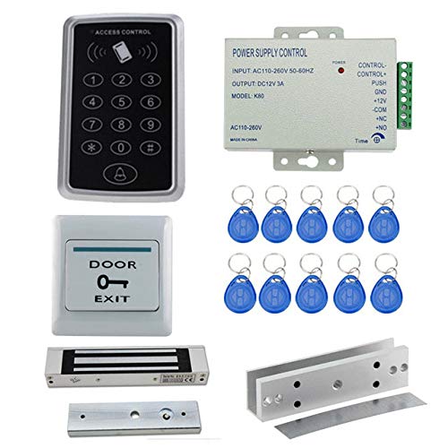 NAVKAR SYSTEMS NAVKAR SYSTEMS RFID Pin Access Control System EM Lock 600 Lbs U Bracket K80 Supply PVC Button Keychain Tag 10 Nos for Toughened Glass Door  - Image 2