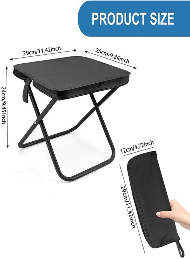 Generic Camping Stool, Portable Folding Stool with Carry Bag, Portable Folding Chair Outdoor Footstool for Travel Walking Hiking Fishing Picnic Barbecue (Black) - Image 2