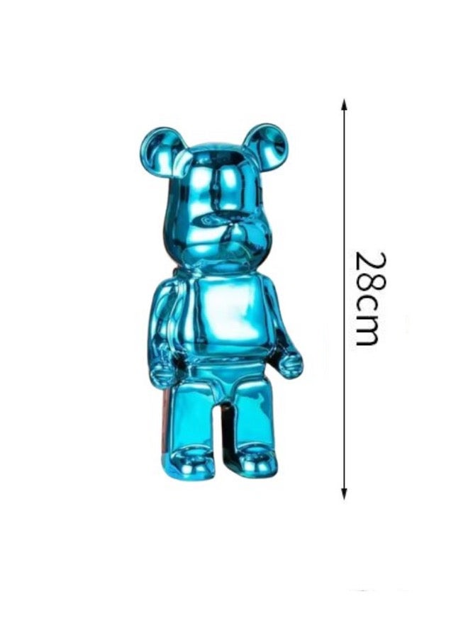 Decorative Art Bear Toy Figurine 28x10cm, Versatile Coin Bank, Blue Color. - Image 2