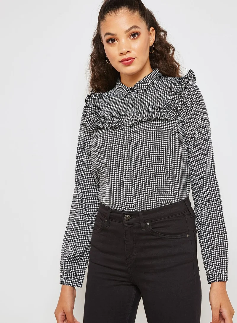 VERO MODA Frill Detail Gingham Shirt