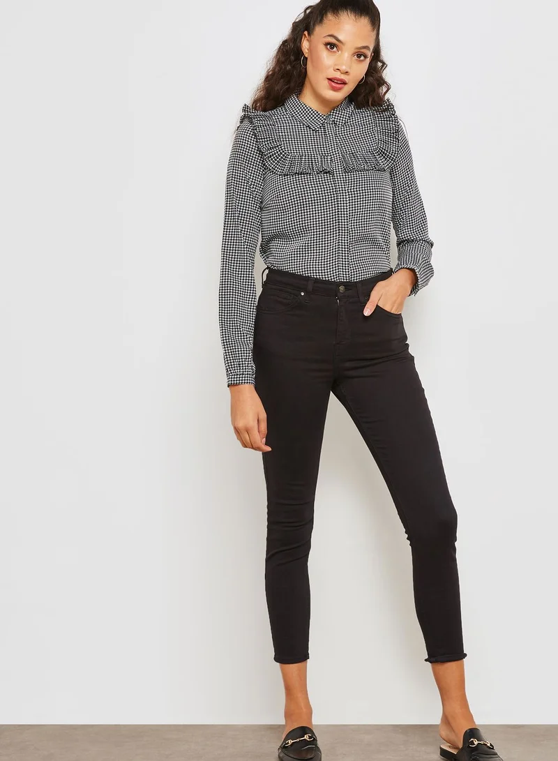 VERO MODA Frill Detail Gingham Shirt