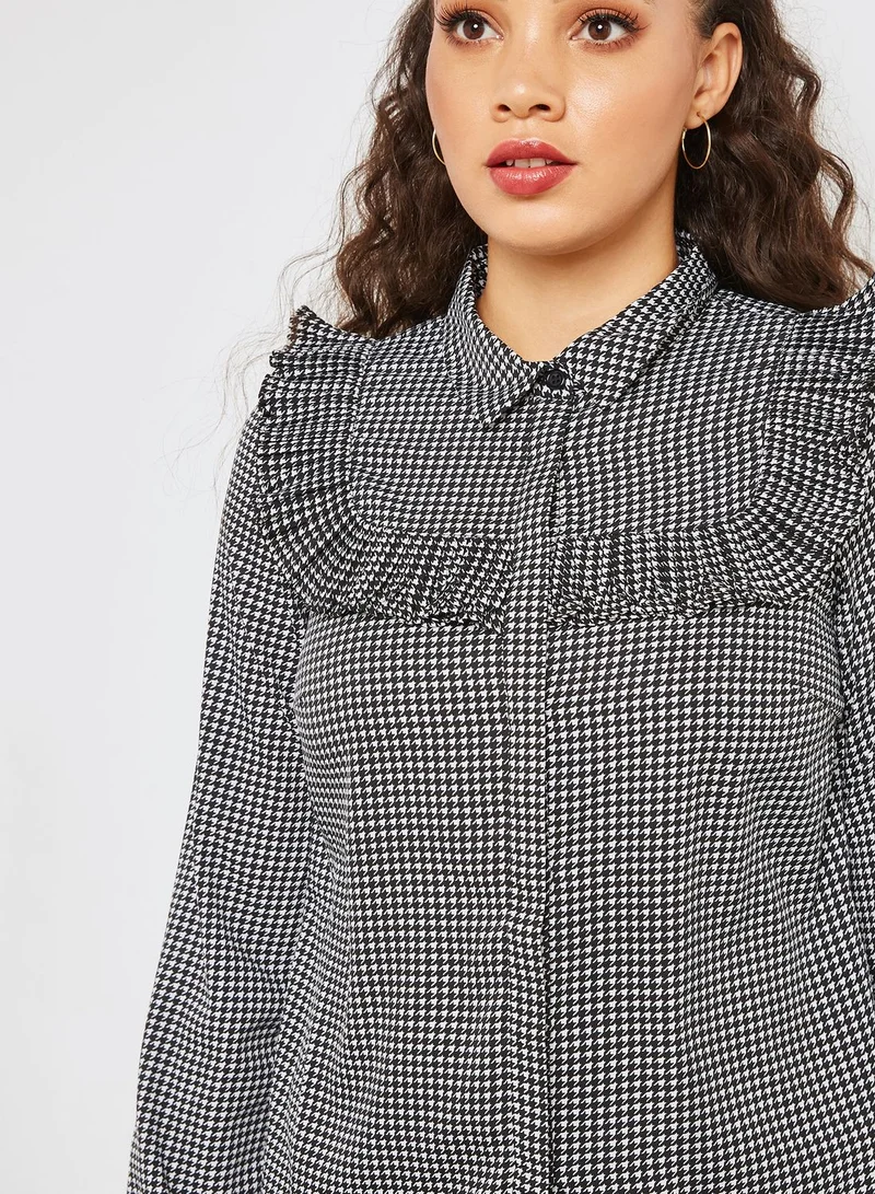 VERO MODA Frill Detail Gingham Shirt