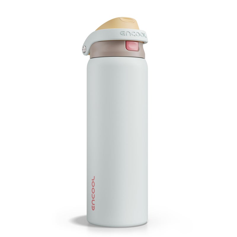 ENCOOL Leakproof Insulated Water Bottle with Straw Dual-Sip Water Bottle Bag-Safe Design for Work, Commute & Gym â€“ Keeps Drinks Cold All Day, 32 oz, Clay Grey - Image 1